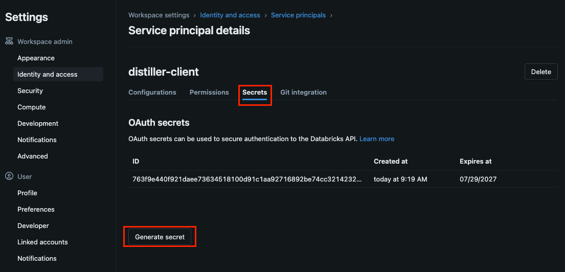 Client Key/Secret creation