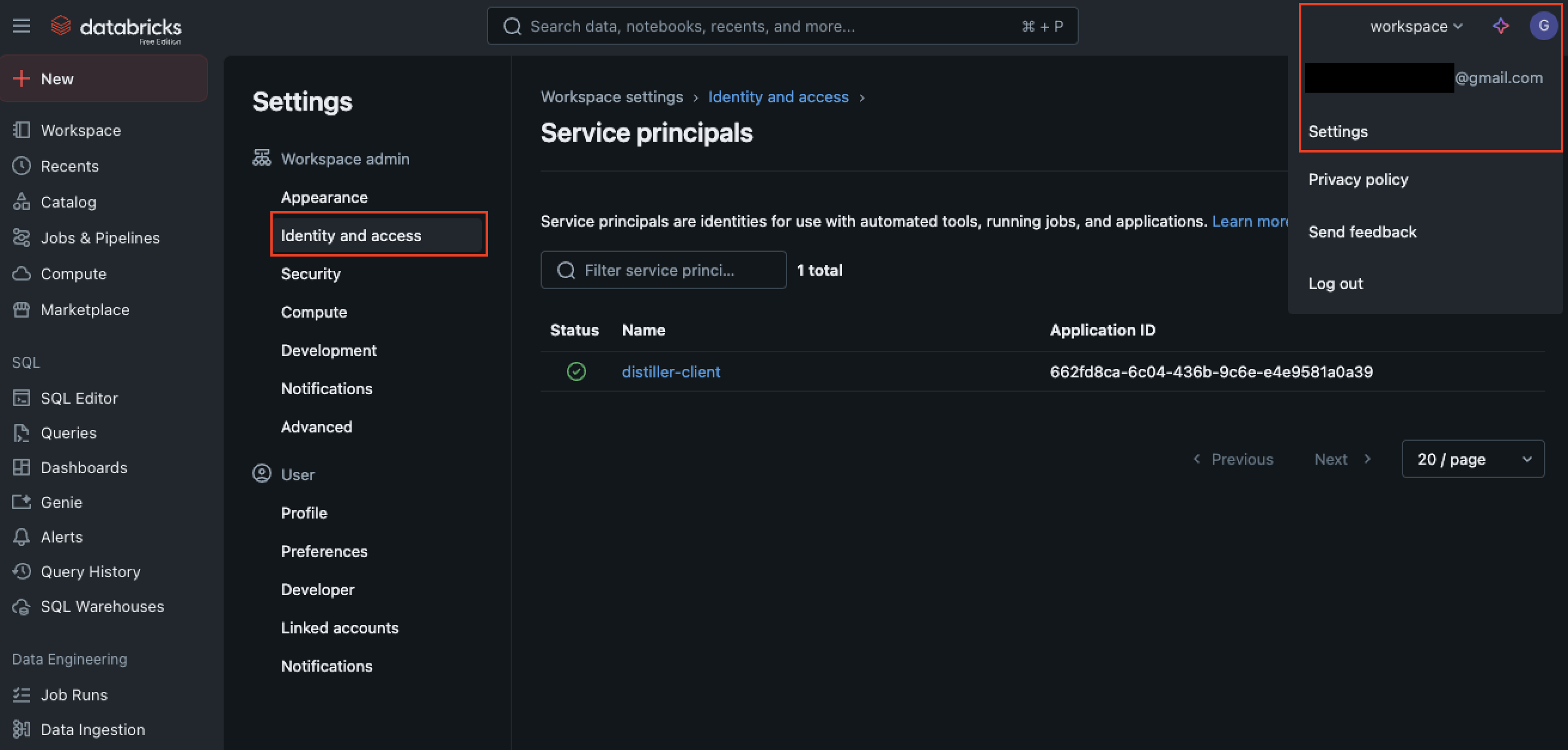 Service principal creation