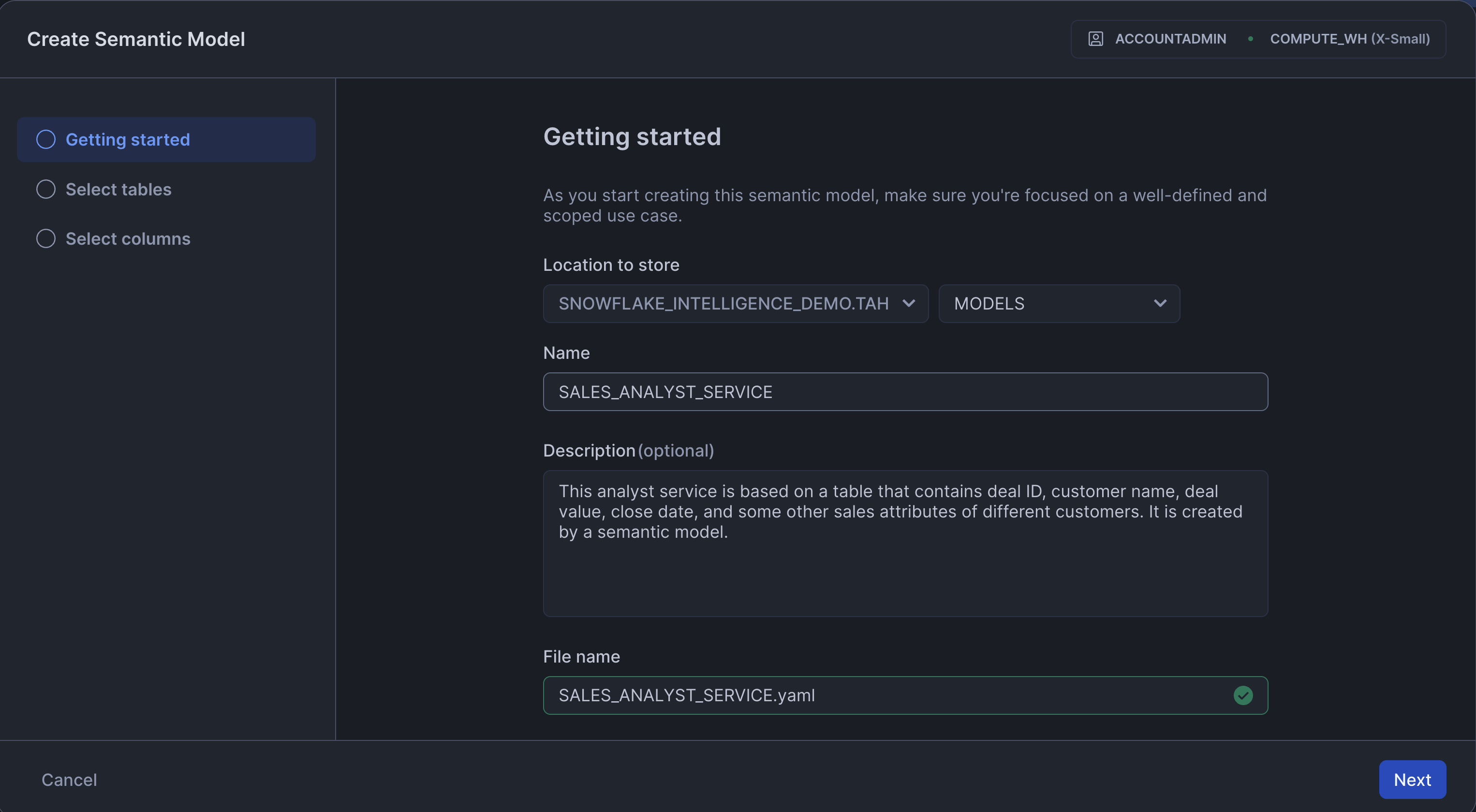 Creating Analyst Services-Name