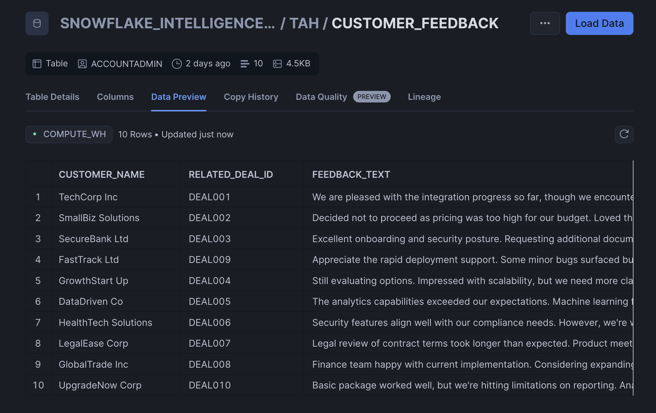 Customer Feedback