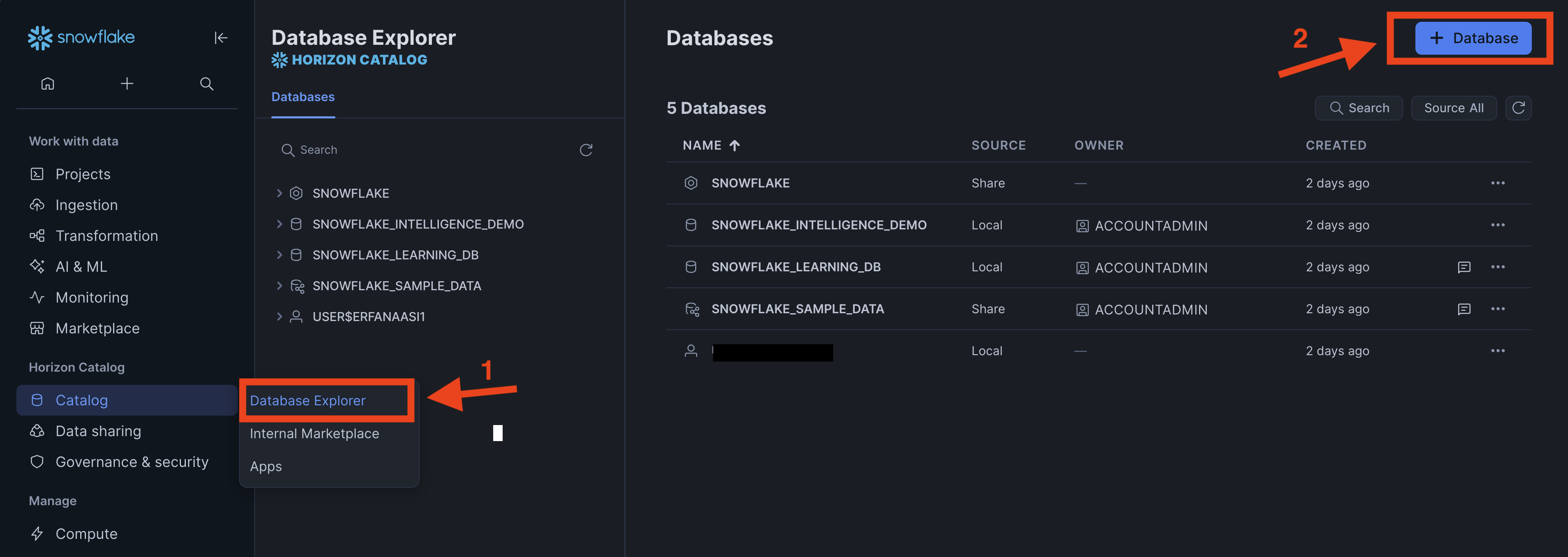 Database creation