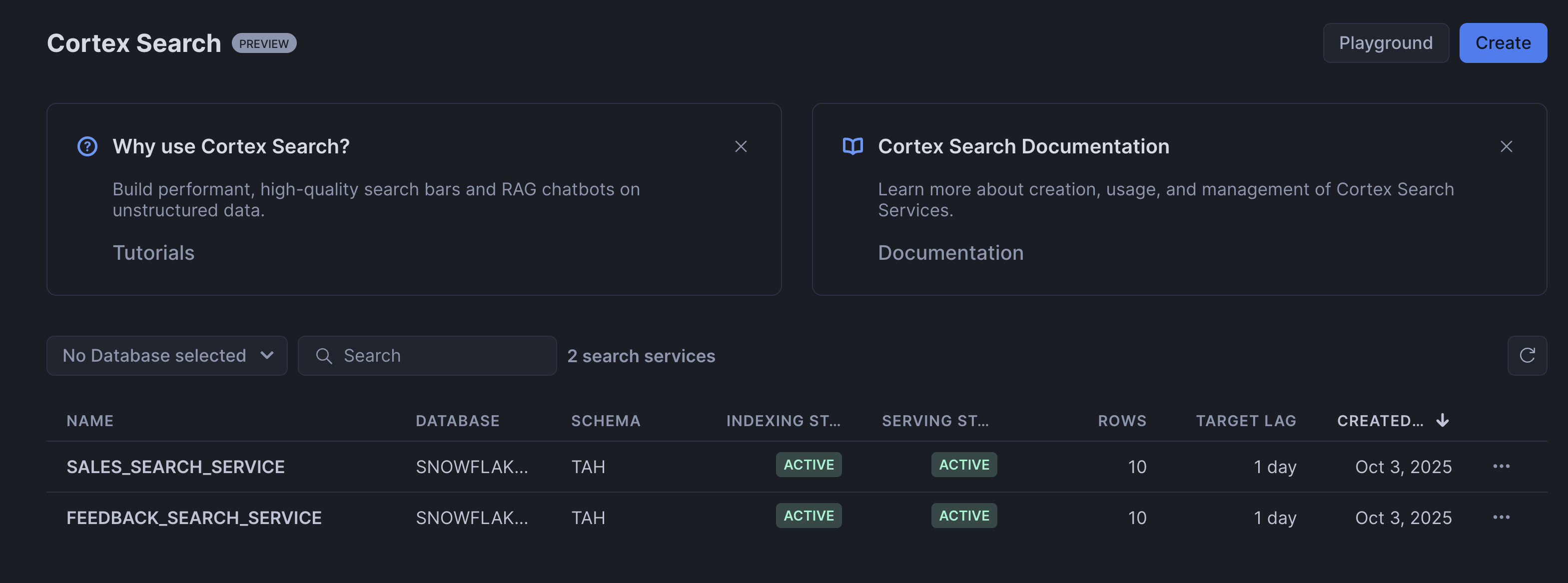 Created Search Services